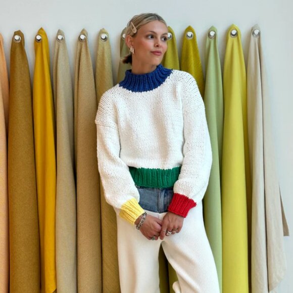 NWOT Zora Chunky Sweater in Primary Colors, Size S/M - Picture 1 of 9